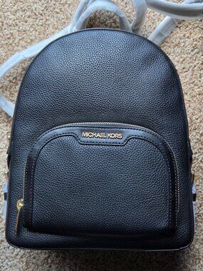 Michael Kors Jaycee Medium Backpack Black Leather NWT Pristine Condition